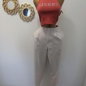 A New Day Cream High-Waisted Stretchy Tapered Leg Pants Size 17